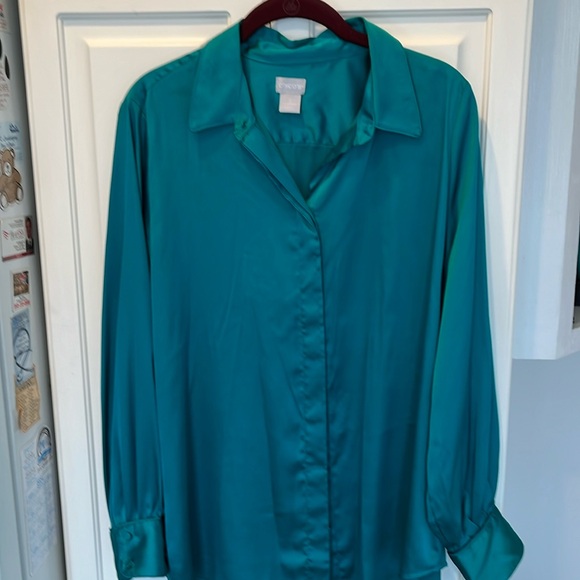 Chicos Green Long Tunic Blouse Size 2=12/14 - Picture 1 of 9